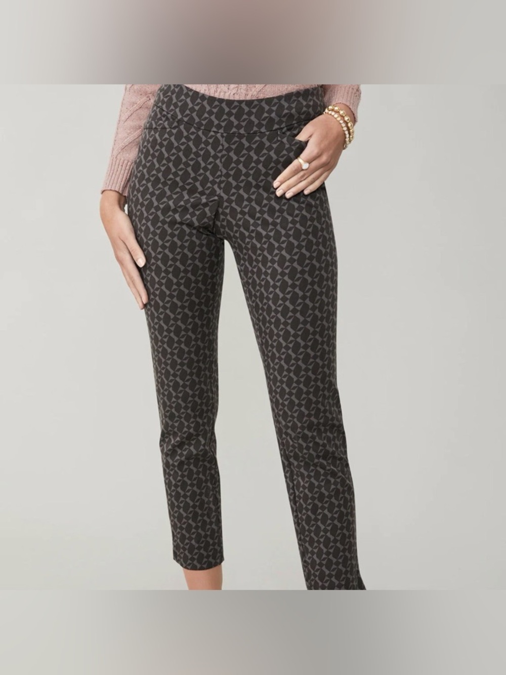 Spartina 449 Women Black Grey Maren Pull-On Pants Maritime Forest Geo, Small